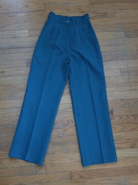 1970s Maritza Fashions Bell California Vintage Teal High-Waist Pleated Trousers